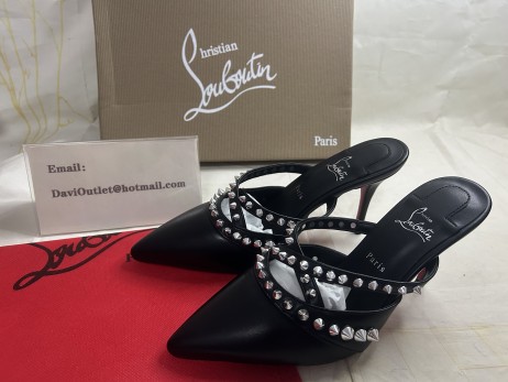 Christian Louboutin Tatoosh Spikes Mule Pump 70 mm Kidskin Leather Black