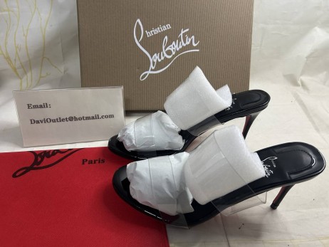 Christian Louboutin Just Nothing 85 Mm Mules Patent Leather And Tpu Black CL Shoes