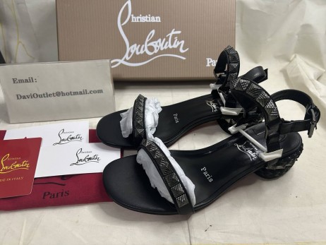 Christian Louboutin Pyrasand 30 Mm Strappy Sandals Waxed Calf Leather Black