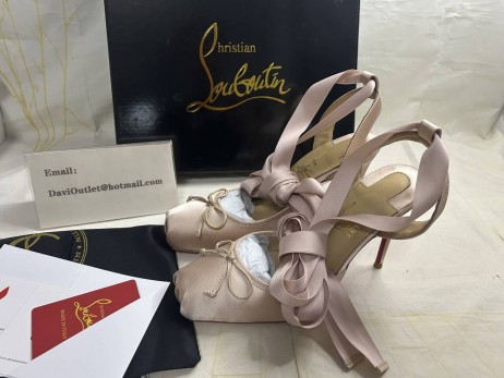 Christian Louboutin Cassia Lace Up 100Mm Strappy Pumps Crepe Satin Blush