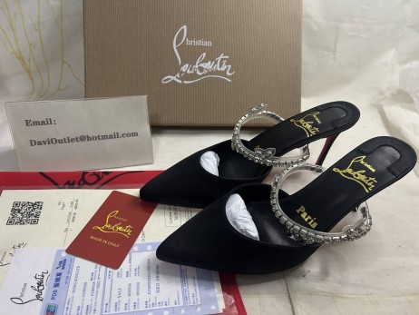 Christian Louboutin Planet Queen 70 mm Pumps Satin Crystals Black