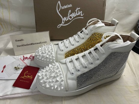 Christian Louboutin High-top No Limit Flat Latte/gold Calf Sneaker