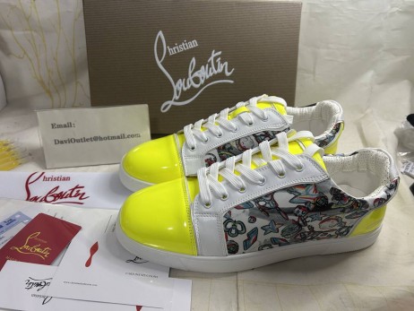 Christian Louboutin Fun Vieira Low-top Sneakers Fluo Yellow Calf Leather