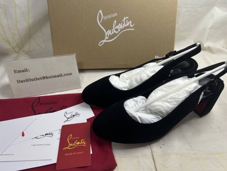 Christian Louboutin So Jane Sling 55 Mm Pumps Veau Velours Black Christian Louboutin Shoes