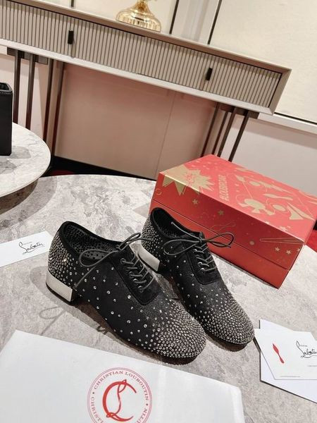 Christian Louboutin Degraginzbar Derby Shoes 30mm Crystal Satin Black