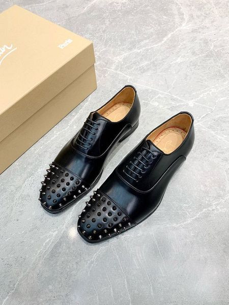 Christian Louboutin Gregossic Flat Oxford Spikes Calfskin Black