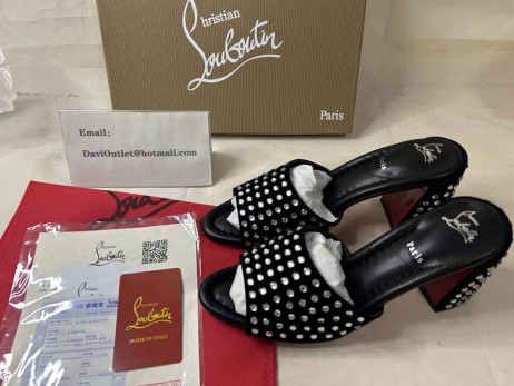 Christian Louboutin Jane Mule Strass Boum 85mm Mules Veau Velours And Strass Boom Black
