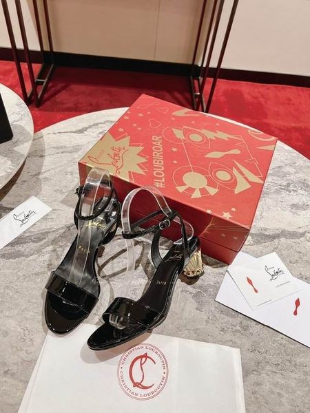 Christian Louboutin Lipsita Queen Patent Leather Sandals 55 Black Christian Louboutin Shoes