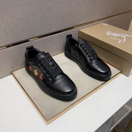 Christian Louboutin Louis Junior Men Low-top Sneakers Calfskin Black CL Shoes