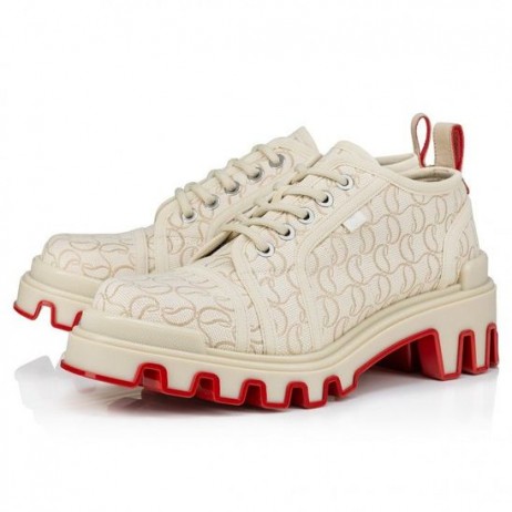 Christian Louboutin Panamic Dune Derbies Jacquard Monogram Cl Natural CL Shoes Store