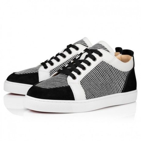 Christian Louboutin Rantulow Sneakers Veau Velours And Straw Rabane Black CL Shoes Store