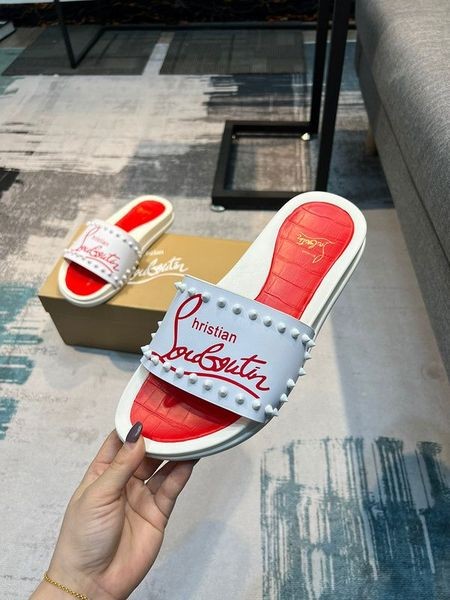 Christian Louboutin Spiked Rubber Slides Men Slippers CL Shoes