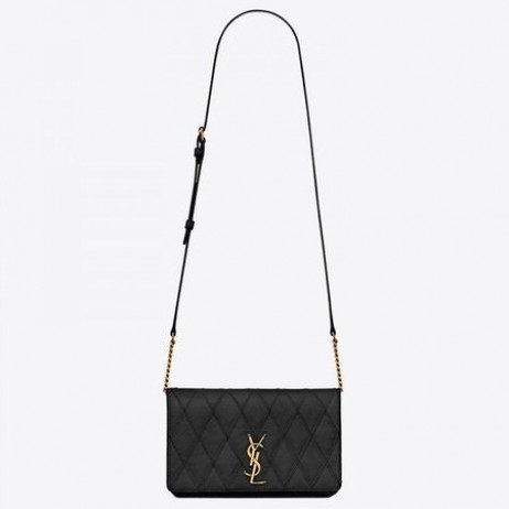 Saint Laurent Angie Chain Bag Black Diamond Lambskin