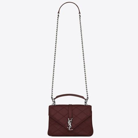 Saint Laurent Medium College Bag Bordeaux Matelasse Leather