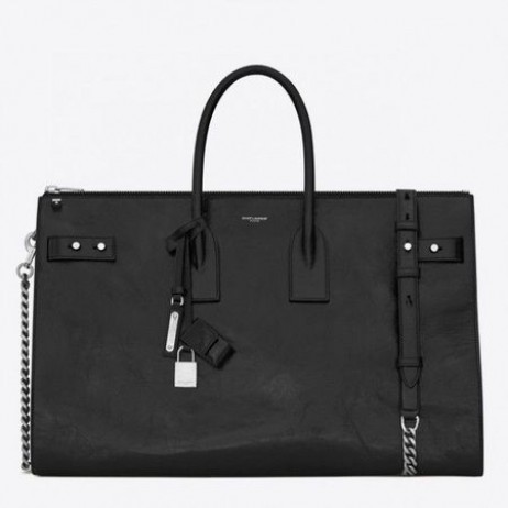Saint Laurent Sac De Jour Souple 36 Duffle Bag Black Moroder Leather