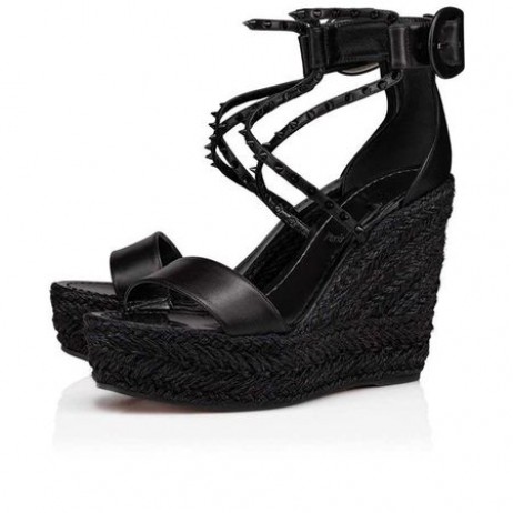 Christian Louboutin 120 mm Black/bk/lin Bk/black Calf Sandal