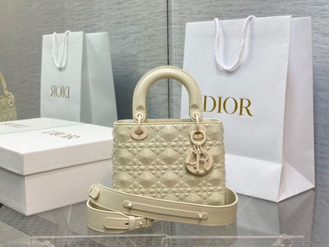 Dior Lady Dior Bag 20CM White Cannage Lambskin