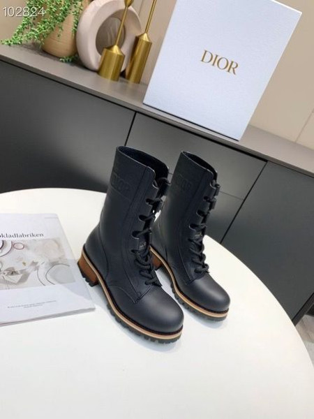 Dior Quest Combat Boots Calfskin Embossed Black