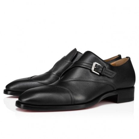 Christian Louboutin Boabi Monk Oxfords Calf Leather Petit Grain Black