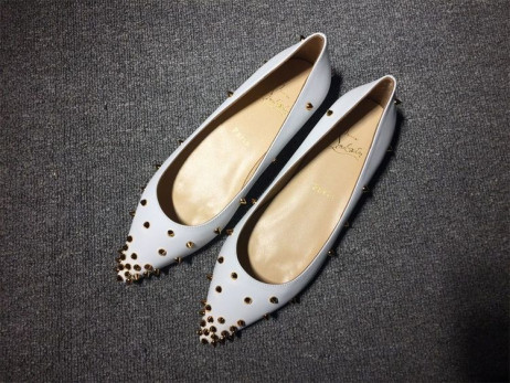 Christian Louboutin Degraspike Ballet Flats Nappa Leather White