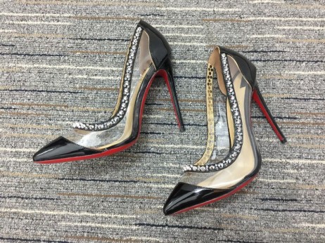 Christian Louboutin Galativi Spikes Pumps 85mm Leather and PVC Black