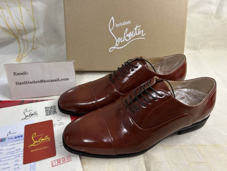 Christian Louboutin Greggo Oxford Calfskin Brown CL Shoes
