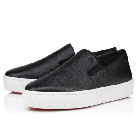 Christian Louboutin Boatissimo Slip-On Sneakers Calf Leather Black CL Shoes