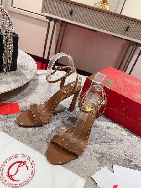 Christian Louboutin Condorapik Queen Sandals 100mm Patent Leather Caramel