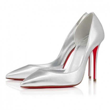Christian Louboutin Iriza 100 Mm Pumps Laminated Nappa Leather Silver