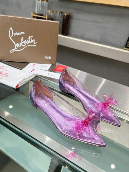 Christian Louboutin Jelly Strass Flats Pvc Iridescent Nappa Leather And Strass Parme
