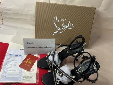 Christian Louboutin Joli Queen Embellished Sandals 100mm Black Christian Louboutin Shoes
