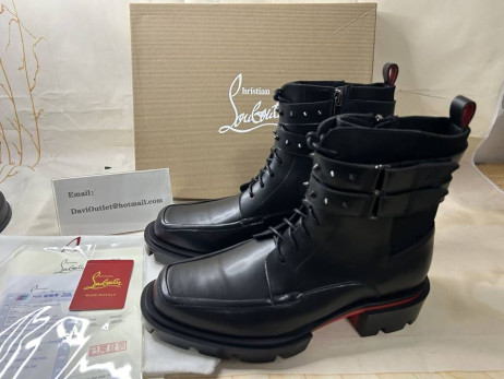 Christian Louboutin Our Fight Boots Calf Leather Mesh Black Christian Louboutin Shoes
