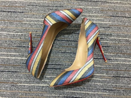 Christian Louboutin So Kate Pumps 120mm Suede Stripy Glitter Multicolor