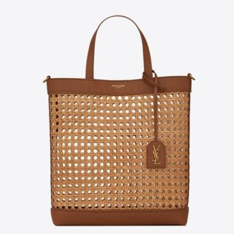 Saint Laurent N/S Toy Shopping Bag Woven Cane And Leather Saint Laurent Bags