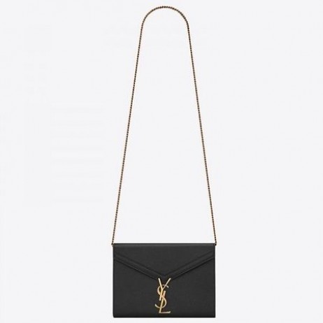 Saint Laurent WOC Cassandra Chain Wallet Black Leather