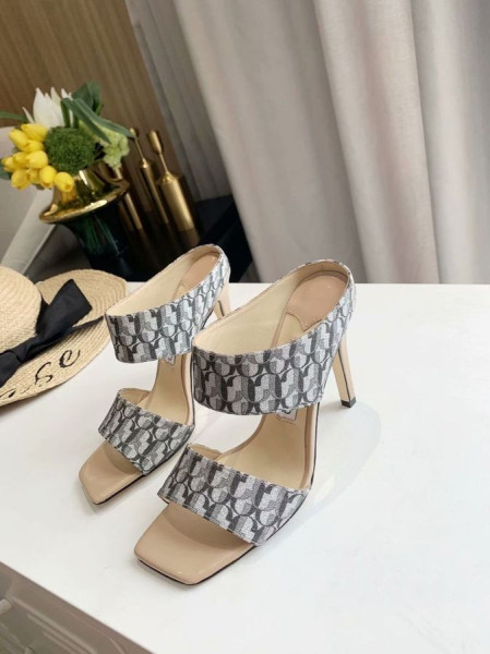 Jimmy Choo 100mm Sandals Stripes Stripes White