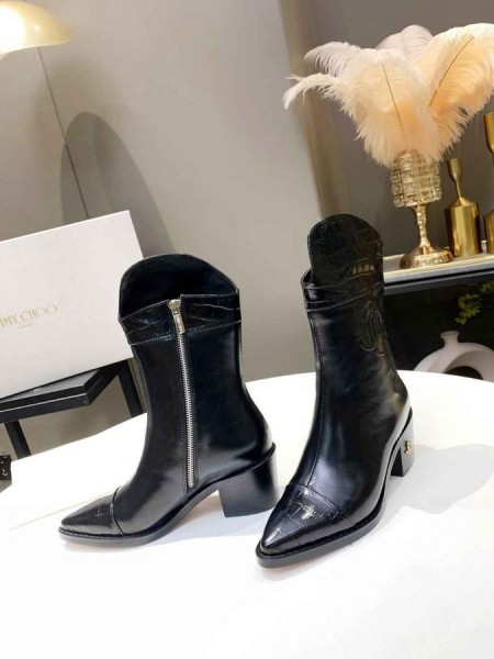 Jimmy Choo Ankle Boot 50mm JC Emblem Crocodile Black