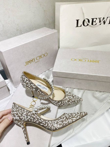 Jimmy Choo Bing 85mm Glitter Pumps Crystal