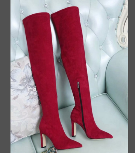 Jimmy Choo Knee Boot 85mm Suede Red