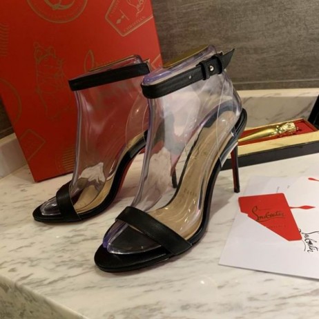 Christian Louboutin Jonatina Sandals 100 mm Nappa Leather Black CL Shoes