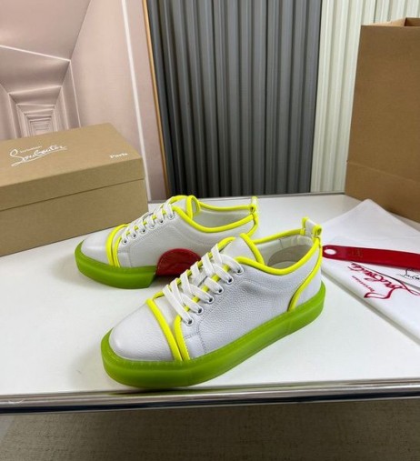 Christian Louboutin Adolon Junior Low-Top Sneakers Leather Neon Yellow