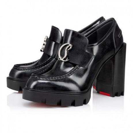 Christian Louboutin Cl Moc Lug Alta 100 Mm Platform Pumps Calf Leather Black Christian Louboutin Shoes