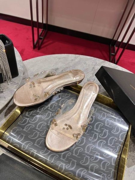 Christian Louboutin Degraqueen Slide Mules Pvc And Iridescent Nappa Leather Light Peach