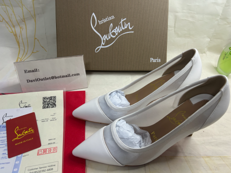 Christian Louboutin Galativi Pumps 85mm Mesh and Leather White CL Shoes