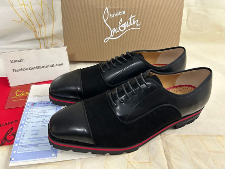 Christian Louboutin Hubertus Oxford Suede and Calf Leather Black