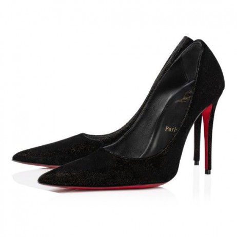 Christian Louboutin Kate Max 100 Mm Pumps Velvet D'Or Black CL Shoes