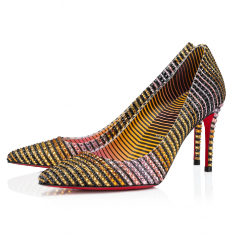 Christian Louboutin Kate Strass Aftersun Pumps 85mm Crepe Satin Multicolor