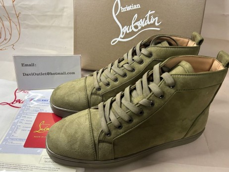 Christian Louboutin Louis High-Top Sneakers Veau Velours Saharienne Christian Louboutin Shoes