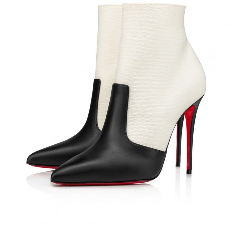 Christian Louboutin So Summer Booty 100mm Calf Leather Black White