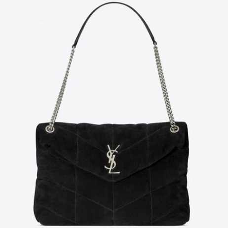 Saint Laurent Loulou Puffer Medium Bag Black Suede Saint Laurent Bags